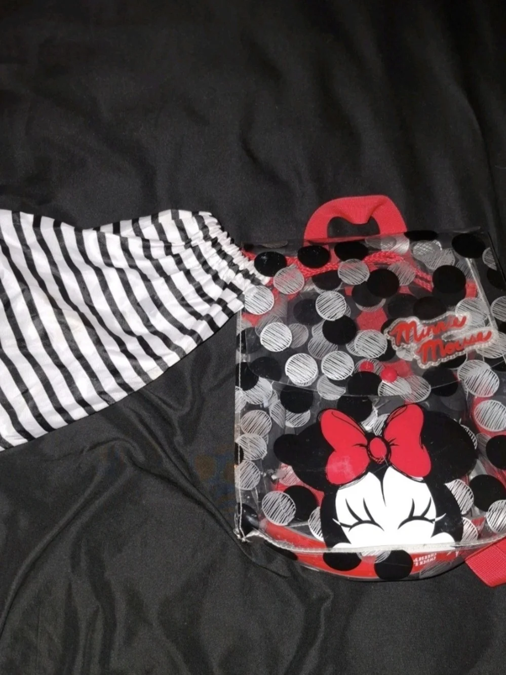 Disney Minnie Mouse Clear Backpack with Red Bow and Black Polka Dots